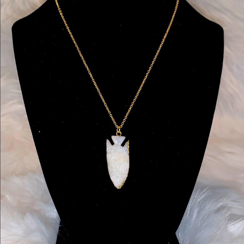 White Druzy Arrowhead Necklace